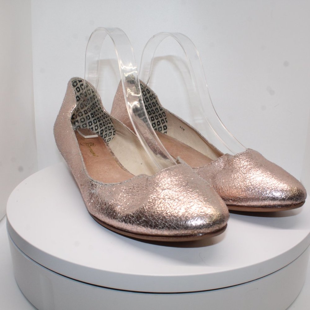Matt Bernson Womens 10M Izabel Gold Flats Hidden Wedge Nubuck Leather Slip On - Picture 4 of 13